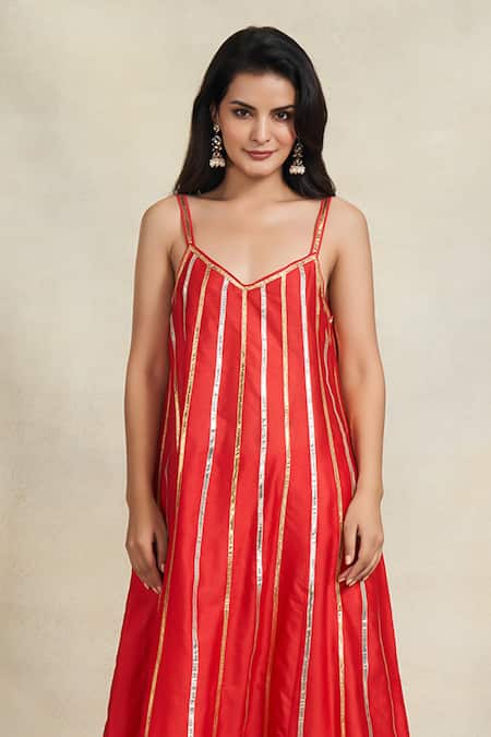 Gulabo By Abu Sandeep Red Gotal Embroidered Slip Dress Online at Aza Fashions Gulabo By Abu Sandeep_Red Gotal Embroidered Slip Dress _Online_at_Aza_Fashions