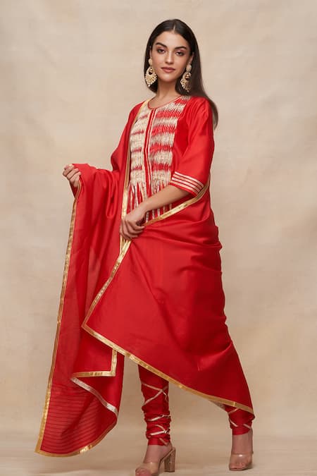 Gulabo By Abu Sandeep Chanderi Gota Embroidered Dupatta