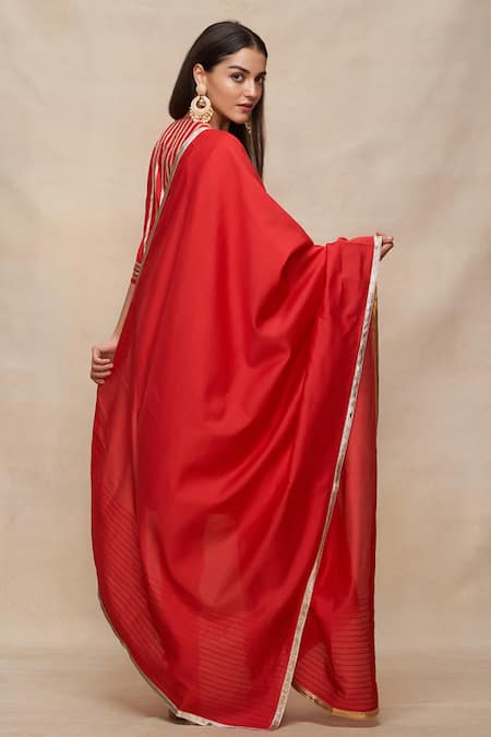 Gulabo By Abu Sandeep Red Chanderi Embroidered Gota Dupatta Online at Aza Fashions Gulabo By Abu Sandeep_Red Chanderi Embroidered Gota Dupatta _Online_at_Aza_Fashions