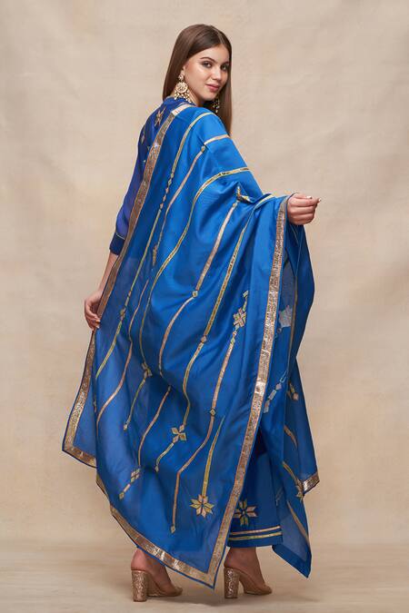 Buy Gulabo By Abu Sandeep Blue Chanderi Embroidered Gota Dupatta Online at Aza Fashions Buy_Gulabo By Abu Sandeep_Blue Chanderi Embroidered Gota Dupatta _Online_at_Aza_Fashions