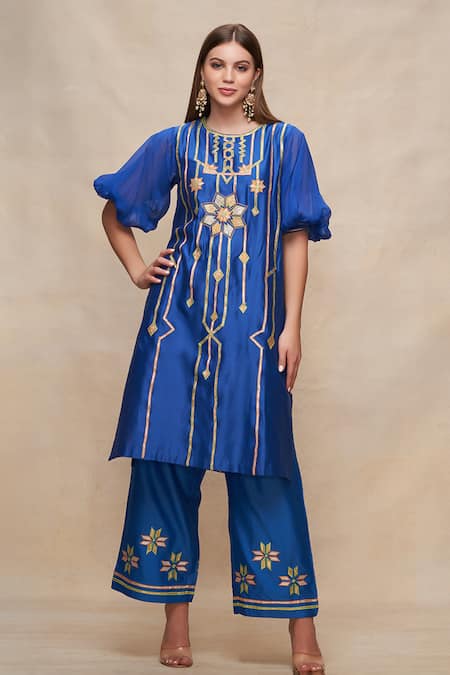 Gulabo by Abu Sandeep Gota Embroidered Puffed Sleeve Kurta 