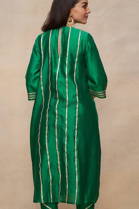 Gulabo By Abu Sandeep Gota Embroidered Pleated Kurta 