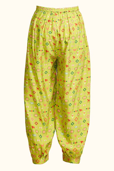 Buy_Gulabo By Abu Sandeep_Green Chanderi Print Geometric Salwar  