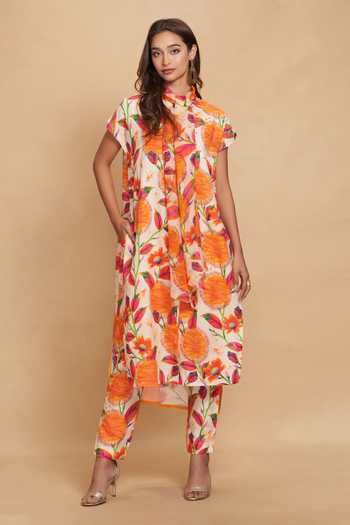 Gulabo By Abu Sandeep Linen Kadam Print Tunic 