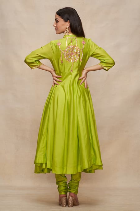 Gulabo By Abu Sandeep Gota Embellished Yoke Chanderi Anarkali 