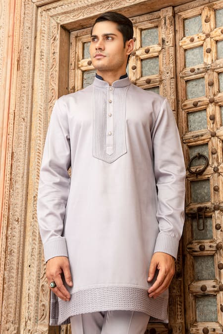 Buy Abkasa Blue Modal Satin Textured Pintucks Celestia Kurta And Pant Set Online at Aza Fashions Buy_Abkasa_Blue Modal Satin Textured Pintucks Celestia Kurta And Pant Set _Online_at_Aza_Fashions