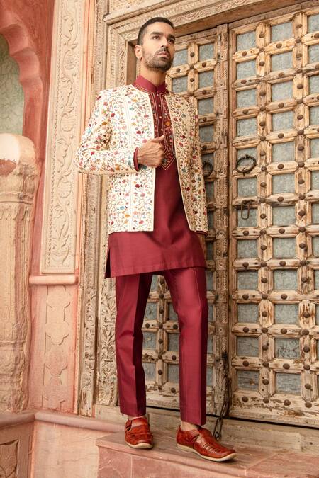 Abkasa Spectre Floral Embroidered Bandhgala Set 