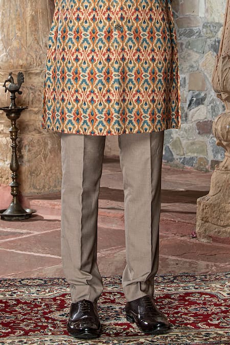 Abkasa_Brown 100% Cotton Print Mandala Auburn Kurta With Pant  _Online_at_Aza_Fashions