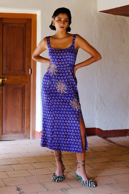 Jodi Nur Embroidered Hand Block Print Dress 