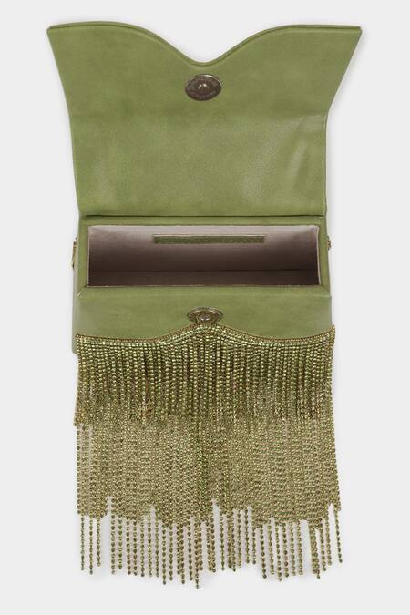 Buy_Aanchal Sayal_Green Embellished Giselle Dangler Clutch_Online_at_Aza_Fashions
