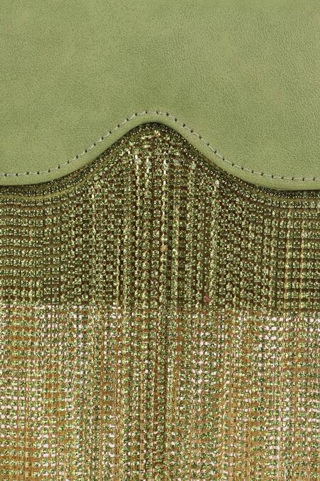 Shop_Aanchal Sayal_Green Embellished Giselle Dangler Clutch_Online_at_Aza_Fashions