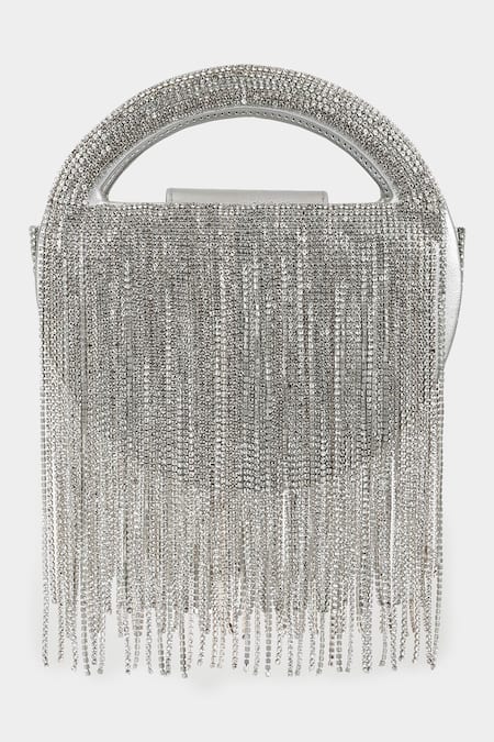 Aanchal Sayal Silver Embellished Francesca Clutch 