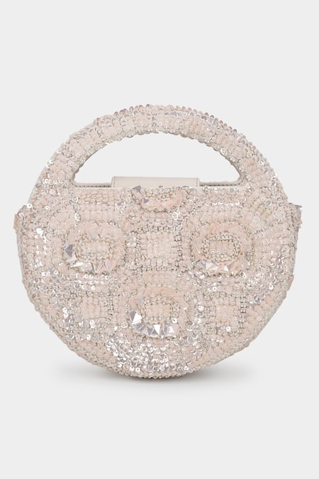 Aanchal Sayal White Embellished Alyssa Clutch 