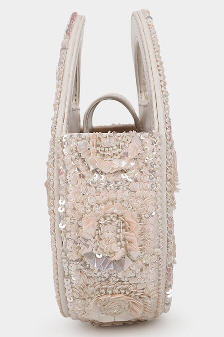 Aanchal Sayal_White Embellished Alyssa Clutch_Online_at_Aza_Fashions