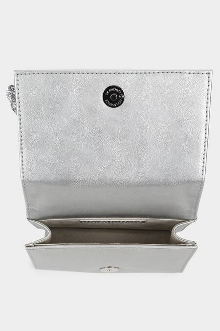 Buy_Aanchal Sayal_Silver Embroidery Candice Embellished Clutch_Online_at_Aza_Fashions