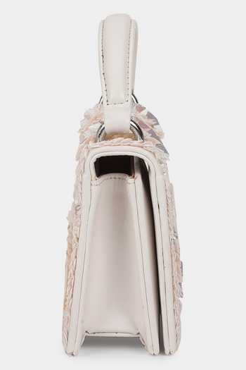 Aanchal Sayal_Ivory Embroidery Aurora Clutch_Online_at_Aza_Fashions