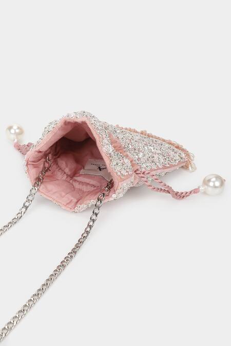 Buy Aanchal Sayal Pink Beads, Sequins, Crystals Alice Velvet Floral Embroidered Potli Bag Online at Aza Fashions Buy_Aanchal Sayal_Pink Beads, Sequins, Crystals Alice Velvet Floral Embroidered Potli Bag_Online_at_Aza_Fashions