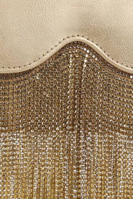 Shop_Aanchal Sayal_Gold Chain Giselle Rectangle Shaped Bag_Online_at_Aza_Fashions