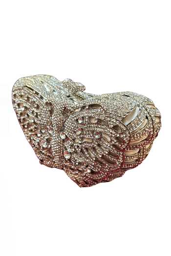 Shop Oceana Clutches Silver Crystals, Rhinestones Butterfly Swarovski Embellished Clutch at Aza Fashions Shop_Oceana Clutches_Silver Crystals, Rhinestones Butterfly Swarovski Embellished Clutch_at_Aza_Fashions