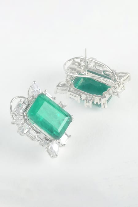 Buy Zaza By Somya Green Stones Royal Highness Stud Earrings Online at Aza Fashions Buy_Zaza By Somya_Green Stones Royal Highness Stud Earrings _Online_at_Aza_Fashions