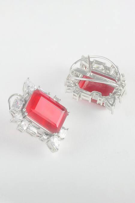 Zaza By Somya Red Stones, Diamonds Ruby Royal Highness Stud Earrings Online at Aza Fashions Zaza By Somya_Red Stones, Diamonds Ruby Royal Highness Stud Earrings _Online_at_Aza_Fashions