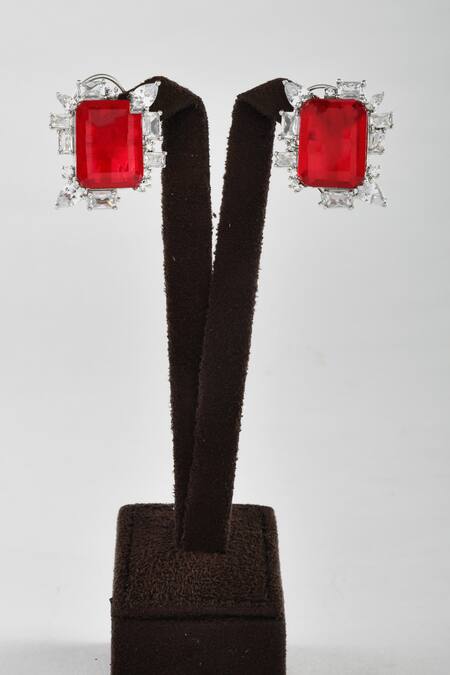 Buy Zaza By Somya Red Stones, Diamonds Ruby Royal Highness Stud Earrings Online at Aza Fashions Buy_Zaza By Somya_Red Stones, Diamonds Ruby Royal Highness Stud Earrings _Online_at_Aza_Fashions