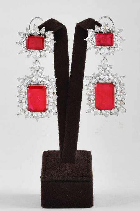 Zaza By Somya Red Stones, Crystals Ruby Dutch Royal Dangler Earrings Online at Aza Fashions Zaza By Somya_Red Stones, Crystals Ruby Dutch Royal Dangler Earrings _Online_at_Aza_Fashions