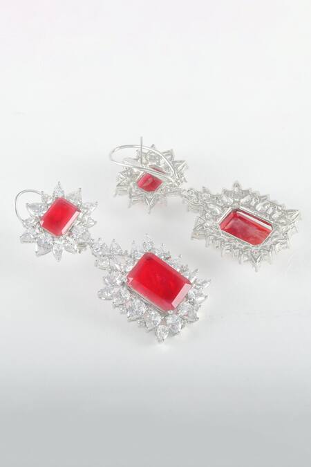 Buy Zaza By Somya Red Stones, Crystals Ruby Dutch Royal Dangler Earrings Online at Aza Fashions Buy_Zaza By Somya_Red Stones, Crystals Ruby Dutch Royal Dangler Earrings _Online_at_Aza_Fashions