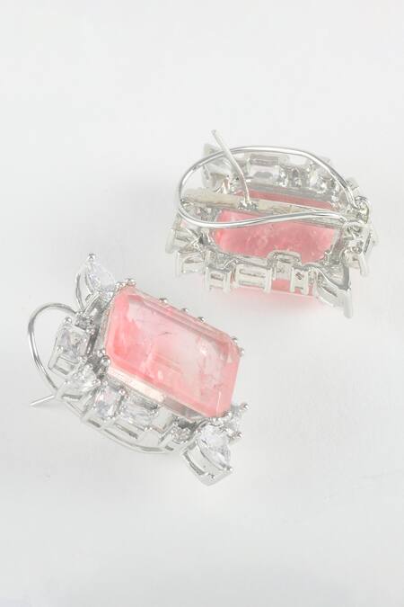 Buy Zaza By Somya Pink Stones Geometric Royal Highness Stud Earrings Online at Aza Fashions Buy_Zaza By Somya_Pink Stones Geometric Royal Highness Stud Earrings _Online_at_Aza_Fashions