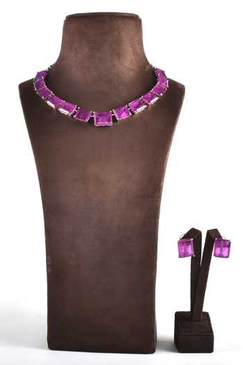 Zaza By Somya Magnificent Embellished Necklace & Studs Set 