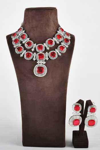 Zaza By Somya Royal Queen Zircon Hand Embellished Necklace Set 