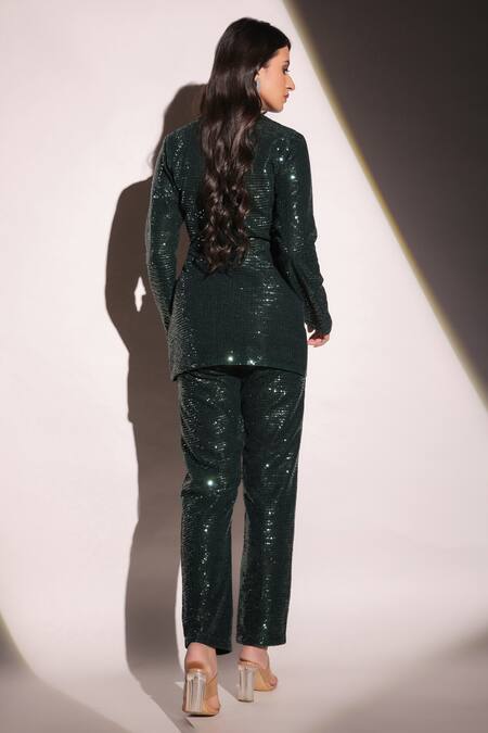 Buy_B'Infinite_Green Lycra Sequins Dazzling Blazer For Kids