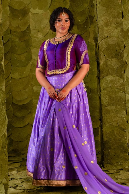 Latha Puttanna Tangi Gota & Silk Tape Embroidered Lehenga Set 