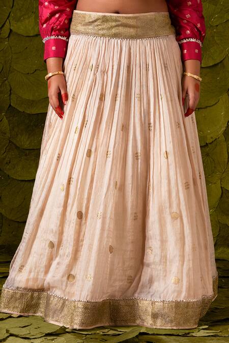 Latha Puttanna_Off White Silk, Crepe Zari, Sequins Attige Beaten Embroidered Lehenga Set _Online_at_Aza_Fashions