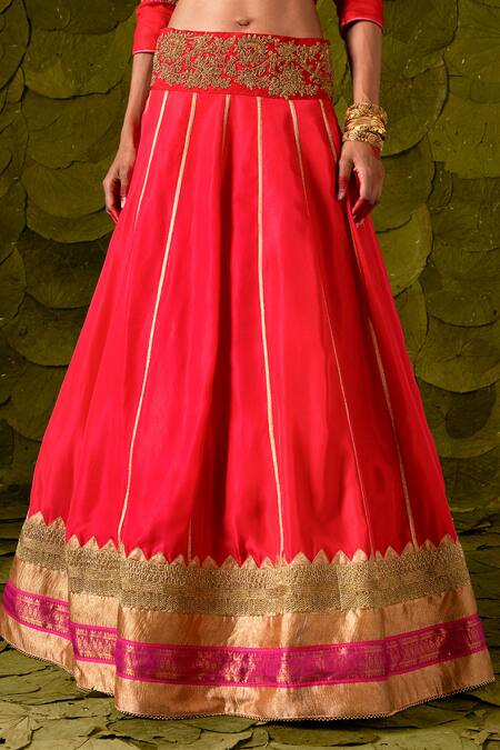 Latha Puttanna_Pink Organza, Silk, Kota Doria Sequins, Beads Akka Zari Embroidered Lehenga Set _Online_at_Aza_Fashions