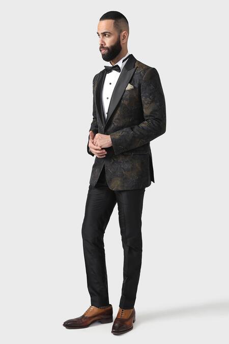 Raghavendra Rathore Jodhpur_Blue Wool Embroidery The Pollock Tuxedo Jacket _at_Aza_Fashions