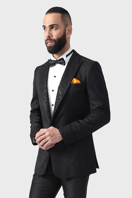 Raghavendra Rathore Jodhpur_Black Wool The Shard Tuxedo _Online_at_Aza_Fashions