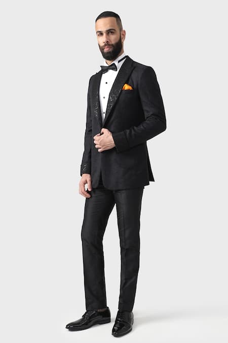 Buy_Raghavendra Rathore Jodhpur_Black Wool The Shard Tuxedo _Online_at_Aza_Fashions