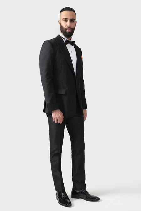 Shop_Raghavendra Rathore Jodhpur_Black Wool The Shard Tuxedo _Online_at_Aza_Fashions