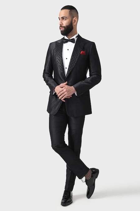 Raghavendra Rathore Jodhpur The Arched Abstract Pattern Tuxedo Jacket 