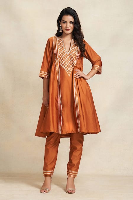 Gulabo by Abu Sandeep Gota Embroidered Gathered Kurta 