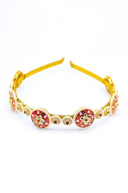 Foot Fuel Crystal Studded Carved Brooch Hairband 