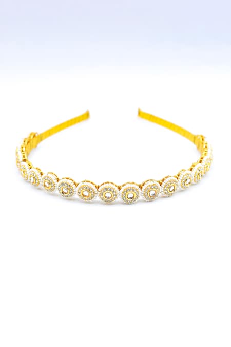 Foot Fuel Gold Crystals, Beads Circular Embellished Hairband 