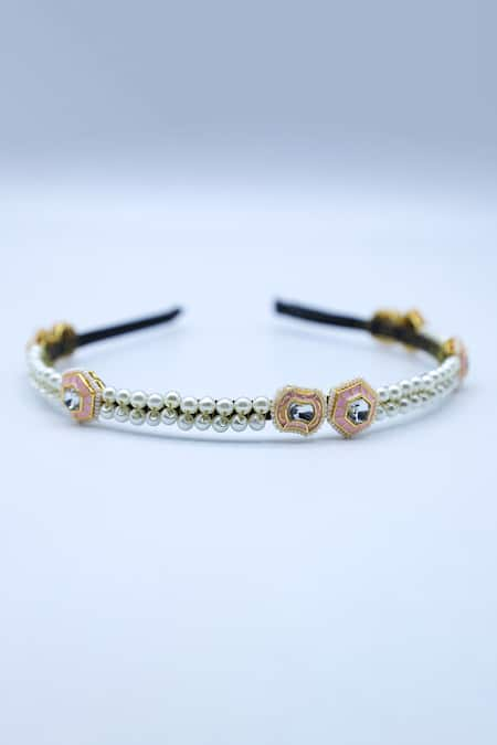 Foot Fuel Misty Ornate Pearl & Crystal Studded Hair Band 