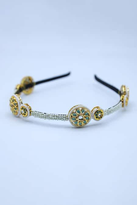 Foot Fuel Stark Bloom Crystal & Bead Studded Hair Band 