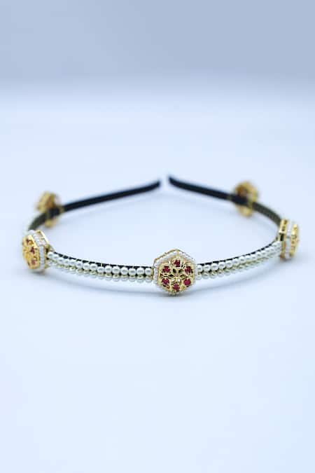 Foot Fuel Celinda Cluster Crystal & Pearl Studded Hair Band 