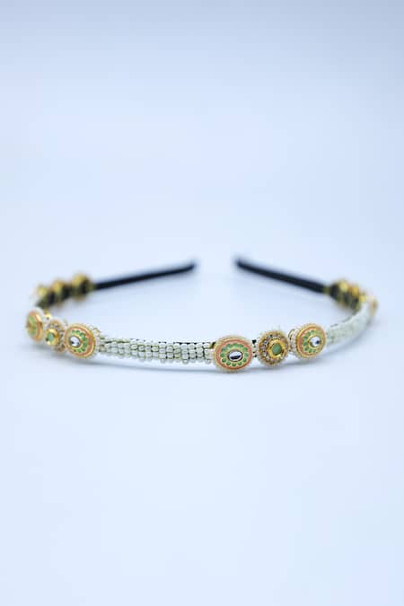 Foot Fuel Oval Crystal Embellished Brooch Hairband 