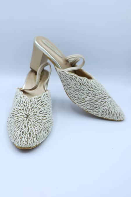 Foot Fuel Subtle Pearl Embellished Mules 