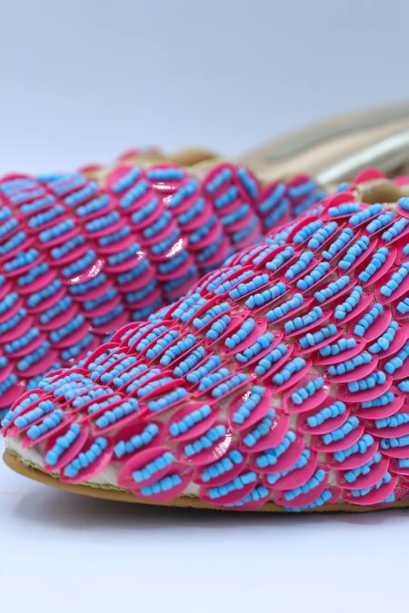 Foot Fuel_Gold Beads, Sequins Maddy Work Heels _Online_at_Aza_Fashions