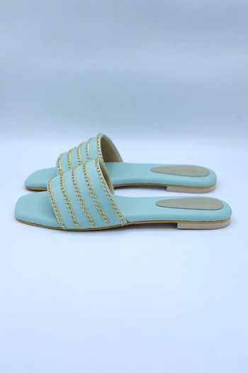 Buy Foot Fuel Green Sea Chain Embellished Flats Online at Aza Fashions Buy_Foot Fuel_Green Sea Chain Embellished Flats _Online_at_Aza_Fashions